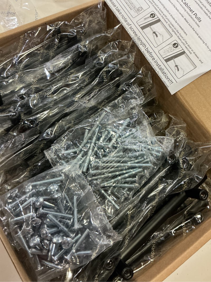 Condition photo showing New/Like New for ravinte 30 pack 6 inch cabinet pulls matte black stainless steel kitchen drawer pulls cupboard handles cabinet handles 3.75” hole center black 30