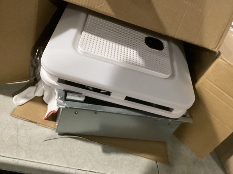 Condition photo showing As Is for PARTS ONLY. Bathroom Exhaust Fan with Bluetooth Speaker, 230 CFM 1.0 Sone Bathroom Exhaust Fan with Light, 3 Dynamic Light, 7 LED Color, 3 Color Temperatures, Nightlight, Music Sync, Remote, Easy Install