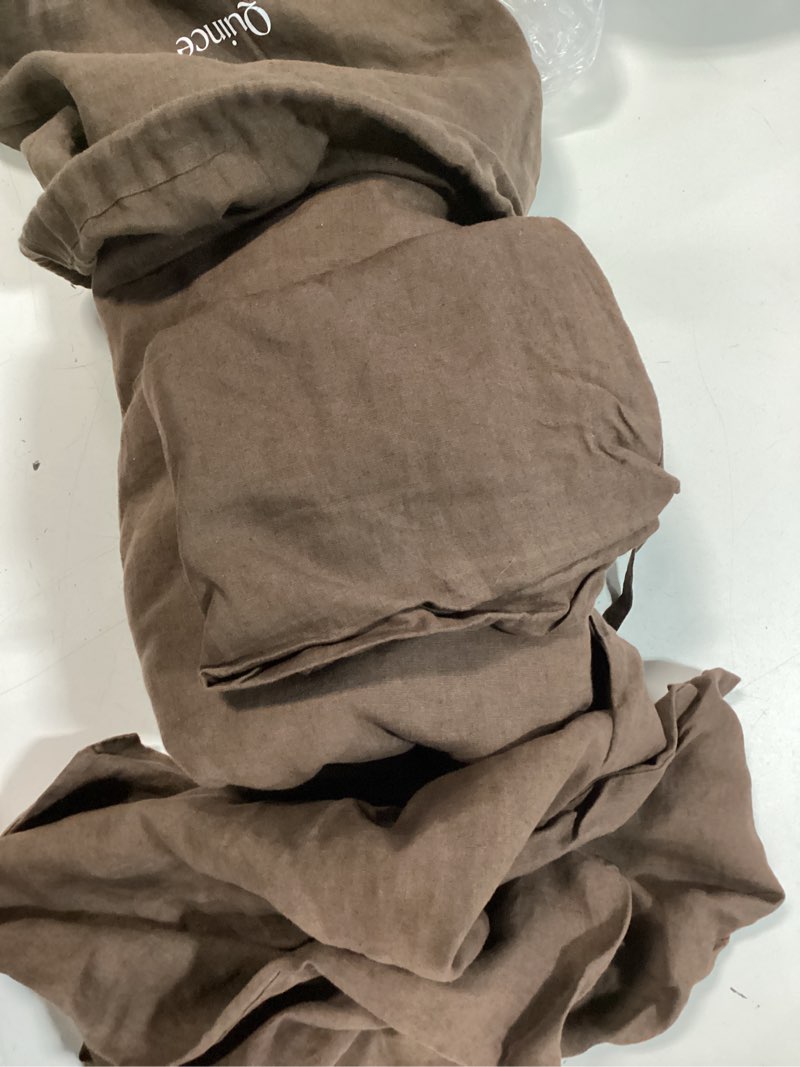 Condition photo showing New/Like New for quince european linen duvet cover set, full/queen, espresso