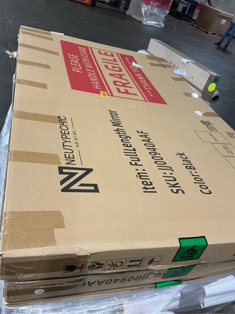 Condition photo showing Good Condition for ONXO 52"x 32" Full Length Mirror Large Floor Mirror Without Standing Bracket or Wall-Mounted Mirror Dressing Mirror Aluminum Frame Mirror for Living Room/Bedroom/Cloakroom ?Black 52"L x 32"W Black