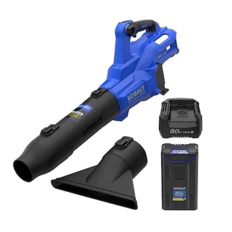 kobalt 80-volt 800-cfm 200-mph battery handheld leaf blower 4 ah battery included charger included