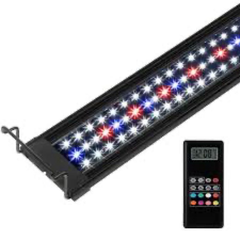 bluetooth led aquarium light with app control, 3 modes for 36-42 inch fish tank light with full spectrum white blue red green lights, ip68 waterproof with extendable brackets for freshwater 36w for 36-42 inch tank
