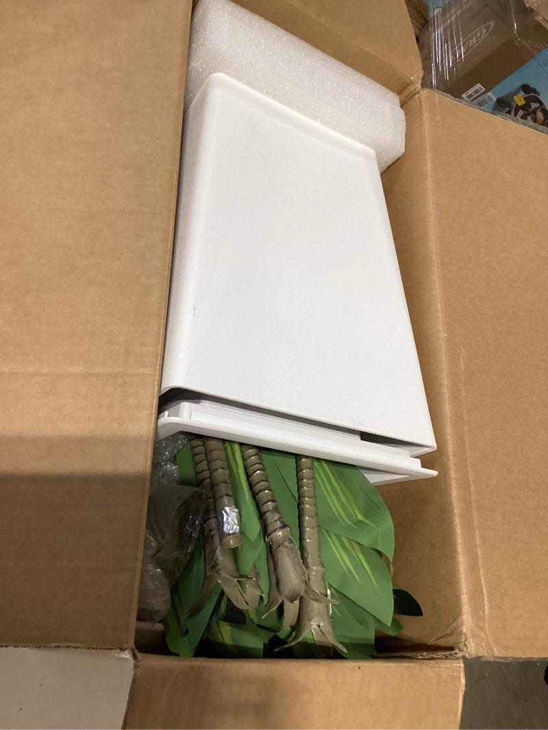 Condition photo showing As Is for offidix faux plants mini potted plastic fake green plant artificial plants aloe with white square pots for home decor (white square plastic pots) a-light green