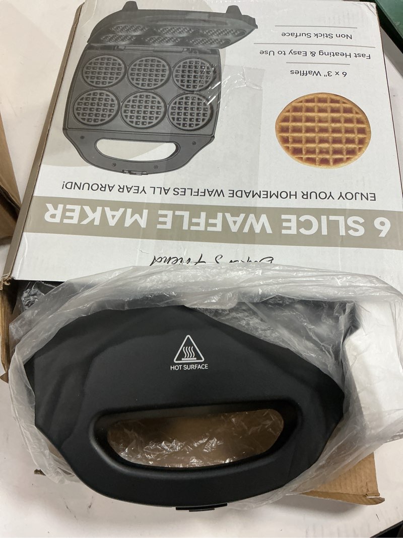 Condition photo showing Good Condition for Baker's Friend Multi Mini Waffle Maker Machine, 6 x 3'' Small Waffle Iron, Perfect for Families and Individuals Use, Excellent Choice for Breakfast Brunch Parties & Events, Graphite Mini Waffle Maker (Graphite)