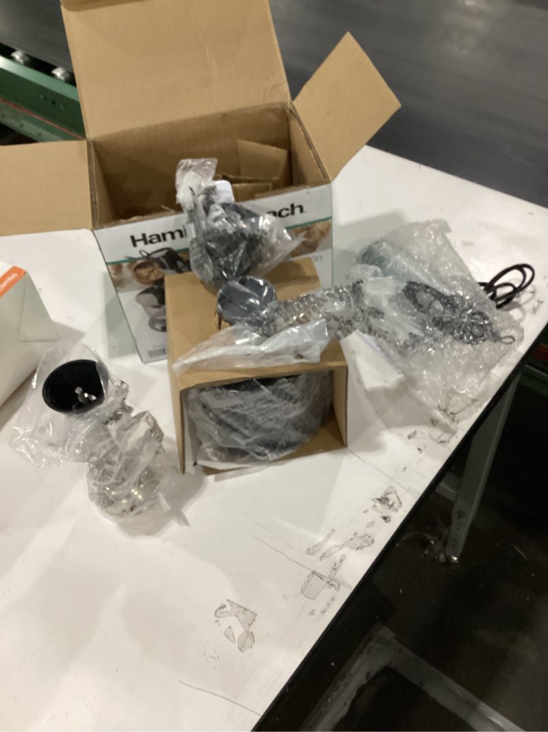 Condition photo showing As Is for Hamilton Beach 4-in-1 Electric Immersion Hand Blender with Handheld Blending Stick, Whisk + 3-Cup Food & Vegetable Chopper Bowl, 2-Speeds, 225 Watts, Silver and Stainless Steel (59765)