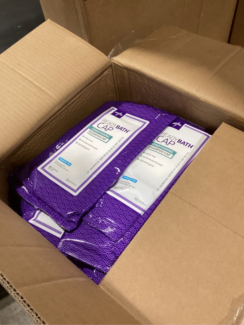 Condition photo showing New/Like New for Medline ReadyBath Unscented Rinse-Free Shampoo Cap with Conditioner, 30 Count