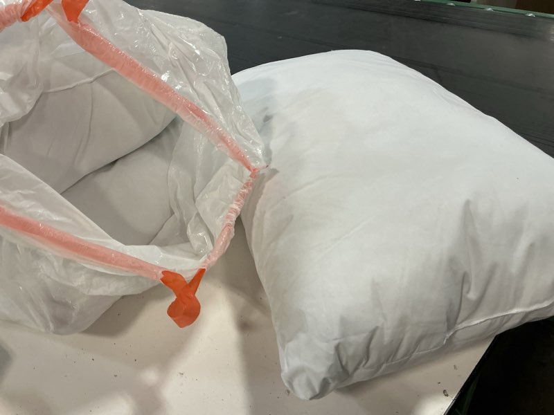 Condition photo showing As Is for 2 Pack Down & Feather Chamber Bed Pillow