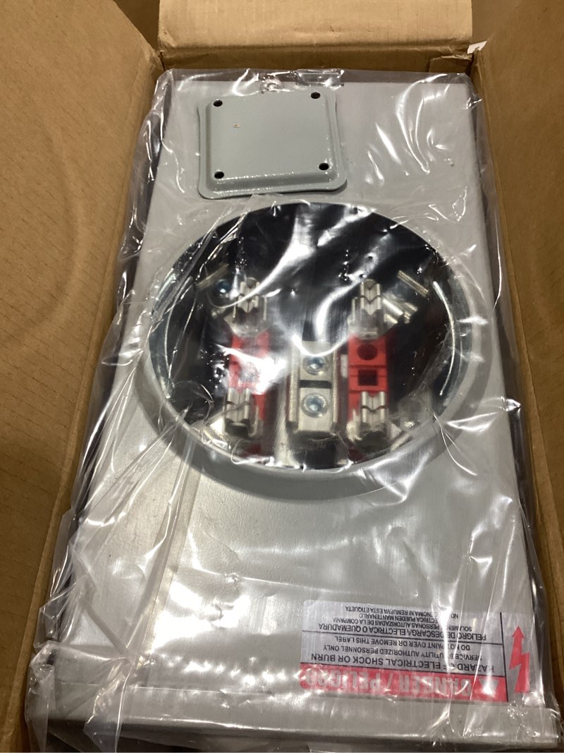 Condition photo showing New/Like New for 200 Amp Meter Socket, 4 Jaw Meter Base, 600V 3 Wire Ringless Type, with Horn Bypass Meter Cover Plate, Suitable for Overhead/Underground Feed 200A 4 Jaw Ringless Type