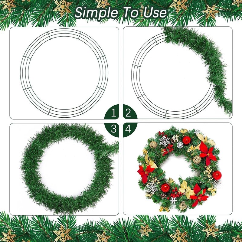 aodaer 24 pack 18 inch wire wreath frame, christmas dark green wire wreath, ring round metal diy flo