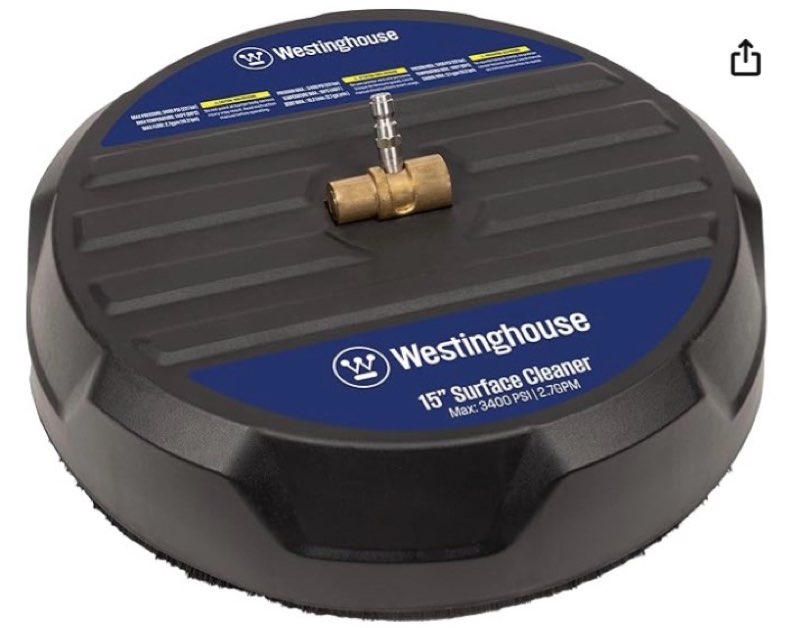 westinghouse universal 15” pressure washer surface cleaner attachment - 3400 max psi, 1/4” connector