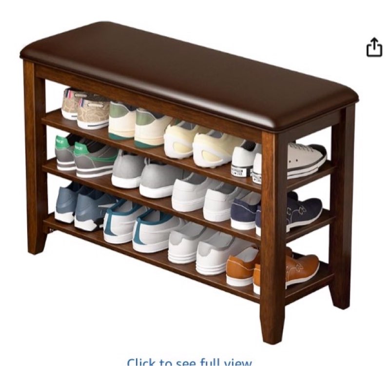 Entryway Shoe Storage Bench with Leather Cushion, Shoe Organizer Bench for Entryway, Ideal for Hallways Front Doors Entrances Mudrooms Featuring Rubberwood And 3 Height-Adjustable and Removable Shelve