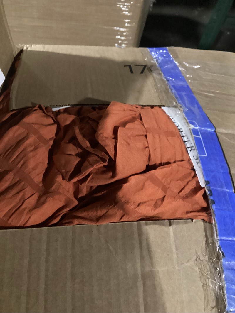 Condition photo showing Good Condition for JOLLYVOGUE King Comforter Set, 3 Pieces Seersucker Comforters King Size, Lightweight & Fluffy Bedding Sets King for All Season with 1 Ruffle Comforter and 2 Ruffle Pillowshams, Burnt Orange King Burnt Orange