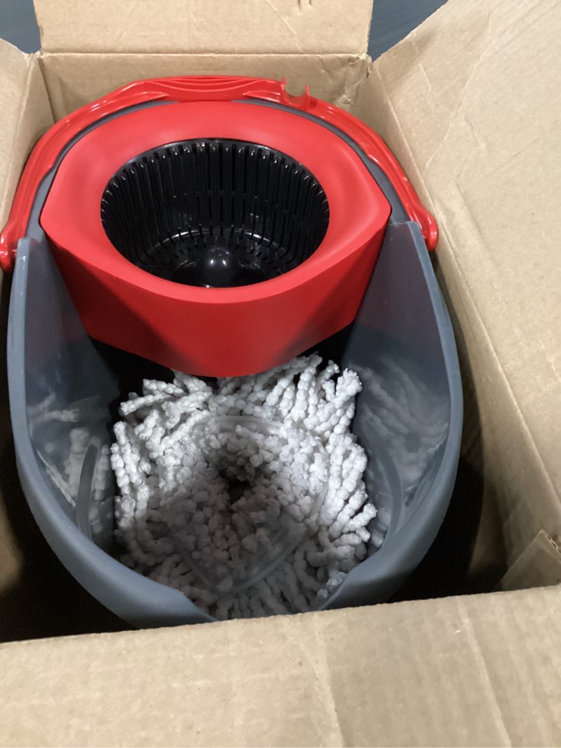Condition photo showing As Is for O-Cedar EasyWring Microfiber Spin Mop, Bucket Floor Cleaning System, Red, Gray, Standard Easywring Spin Mop & Bucket