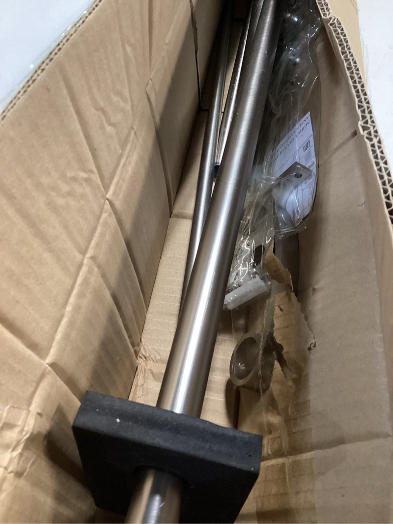 Condition photo showing Good Condition for Double Curtain Rods for Window 48-84 Inch, Adjustable Double Drapery Rod with Round Finials, 1-Inch Front and 5/8 Inch Back Double Curtain Rod, Brushed Nickel Double Window Rod Brushed Nickel 48-84"