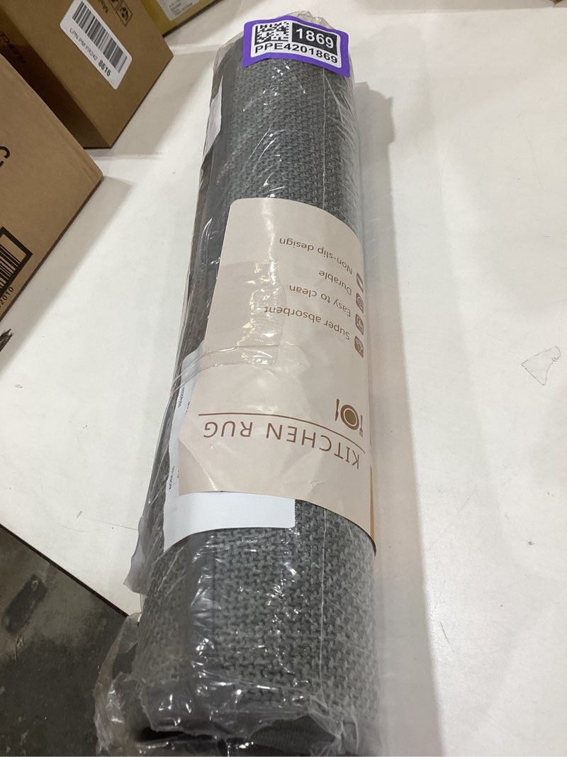 Condition photo showing Good Condition for water and oil absorbent runner rugs for kitchen, kitchen mat in front of sink,non-slip kitchen rugs,durable imitation linen kitchen mats?kitchen rug runner washable? 17x59 gray kitchen rugs a- gray 17"x59"