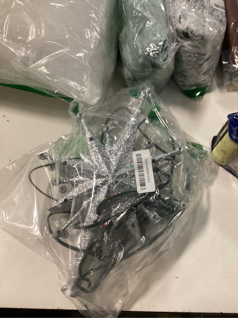 Condition photo showing As Is for 2025 Upgraded Christmas Tree Topper Projector Light with Rotating Bright LED & Wide Coverage, Universal Fit for Any Height Tree, Easy Install, Stable Base, Holiday & Party Decorations (Frosted Silver)