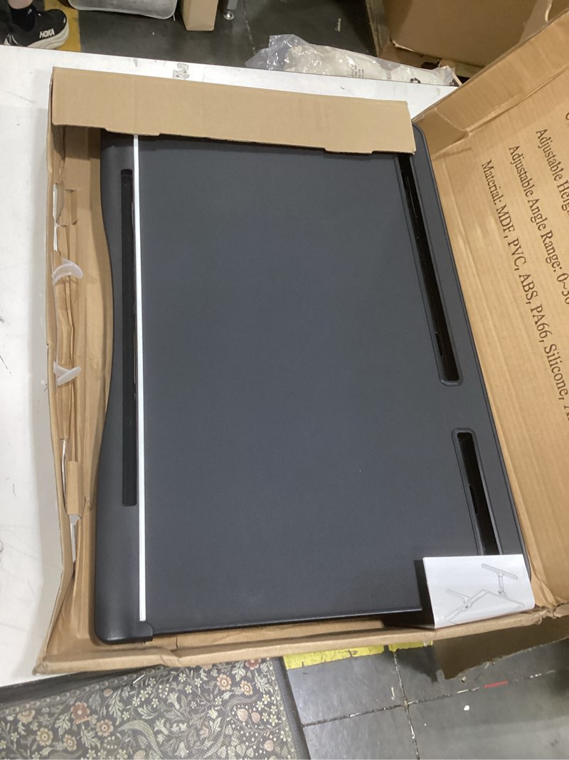Condition photo showing Good Condition for laptop stand for bed, adjustable leather bed desk with foldable legs, x-large laptop bed table tray with drawer for bed couch floor writing working reading eating painting (black, 23.6"×15.7") black x-large 23.6×15.7in