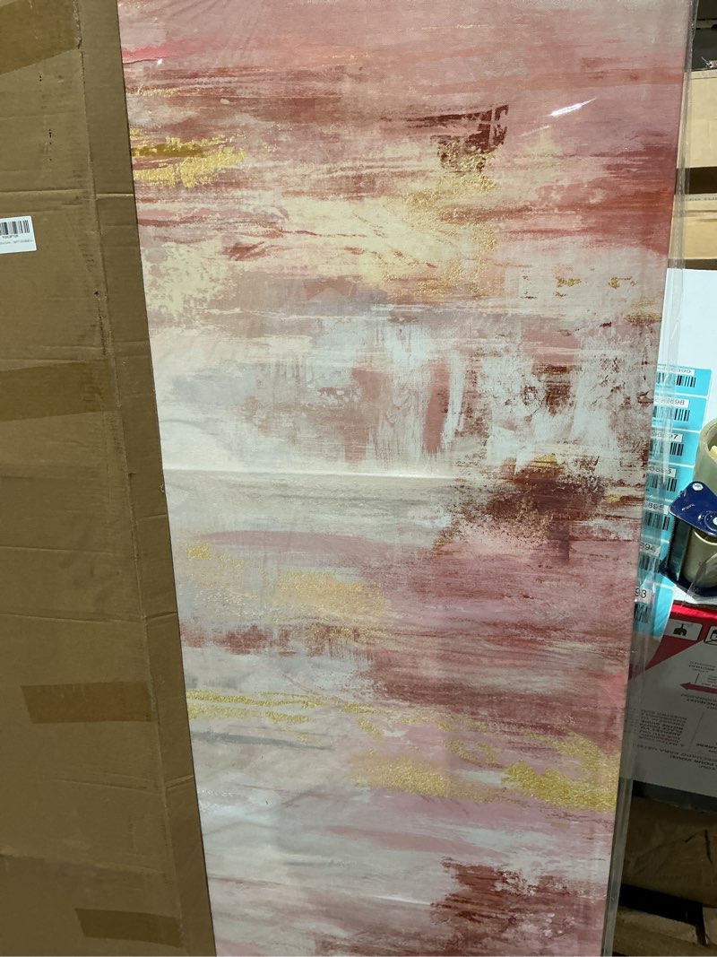 Condition photo showing Good Condition for kureful abstract canvas wall art large wall decor pink wall paintings for bedroom living room office gold artwork picture 30x60 inch