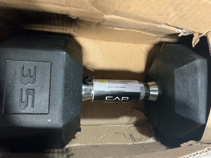 Condition photo showing New/Like New for cap barbell coated hex dumbbell weight - single | 35 lbs | multiple options chrome handle 35 lb
