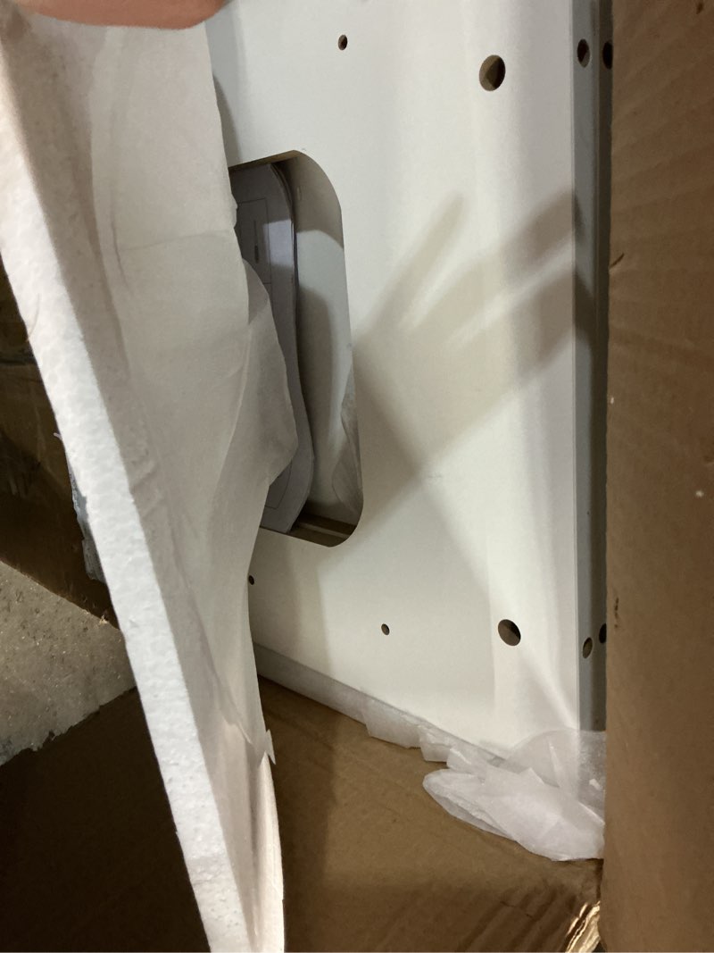 Condition photo showing As Is for Craft Table,Craft Cart for Cricut Organization and Storage,Craft Desk with Vinyl Roll Holders&Drawer&Hooks,Craft Cabinet Table and Heat Press Stand Workstation for Cricut Craft Room-White