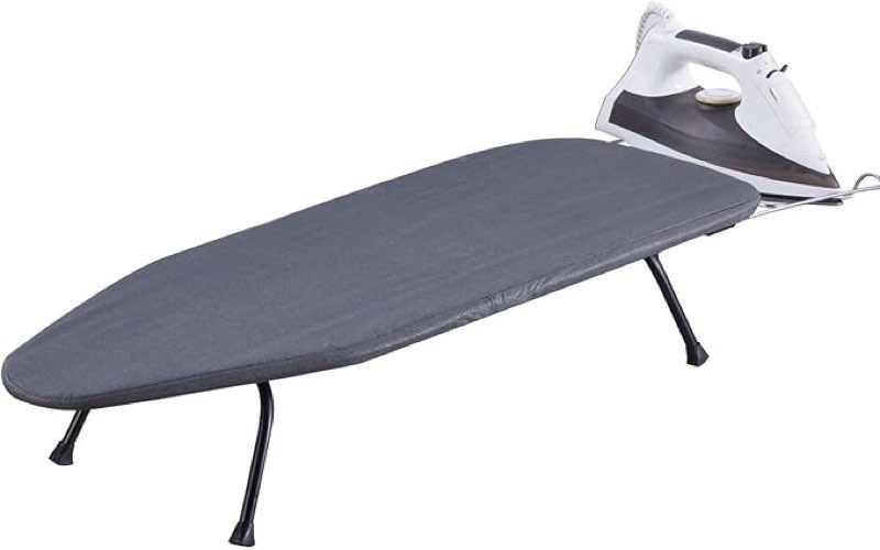 Yuehuam Foldable Ironing Board with Iron Rest, 31.4 x12 inch Portable Tabletop Small Ironing Board with Non-Slip Feet for Home Travel Use Touch the image to zoom in                     3+ Yuehuam Foldable Ironing Board with Iron Rest, 31.4 x12 inch Portable Tabletop Small Ironing Board with Non-Slip Feet for Home Travel Use