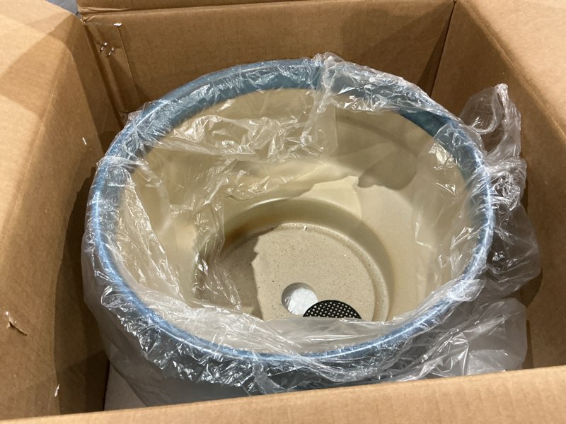 Condition photo showing Good Condition for ceramic planters 13 inch, honeycomb ceramic pots for plants indoor outdoor, round plant pot with drainage hole, large planter flower pot, reactive glaze blue reactive glaze blue 13 inch