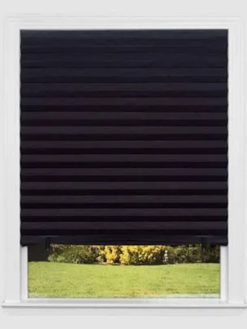no tools original blackout pleated paper shade black