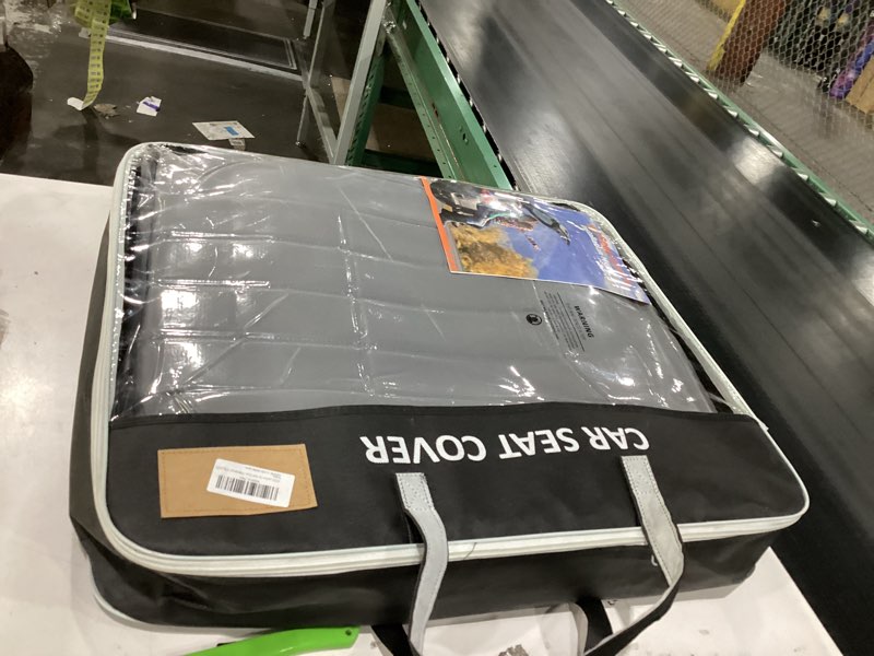 Condition photo showing Good Condition for AOOG Leather Car Seat Covers, Leatherette Automotive Vehicle Cover for Cars SUV Pick-up Truck, Universal Non-Slip Vehicle Cover Waterproof Interior Accessories, Full Set, Gray Full Set Gray