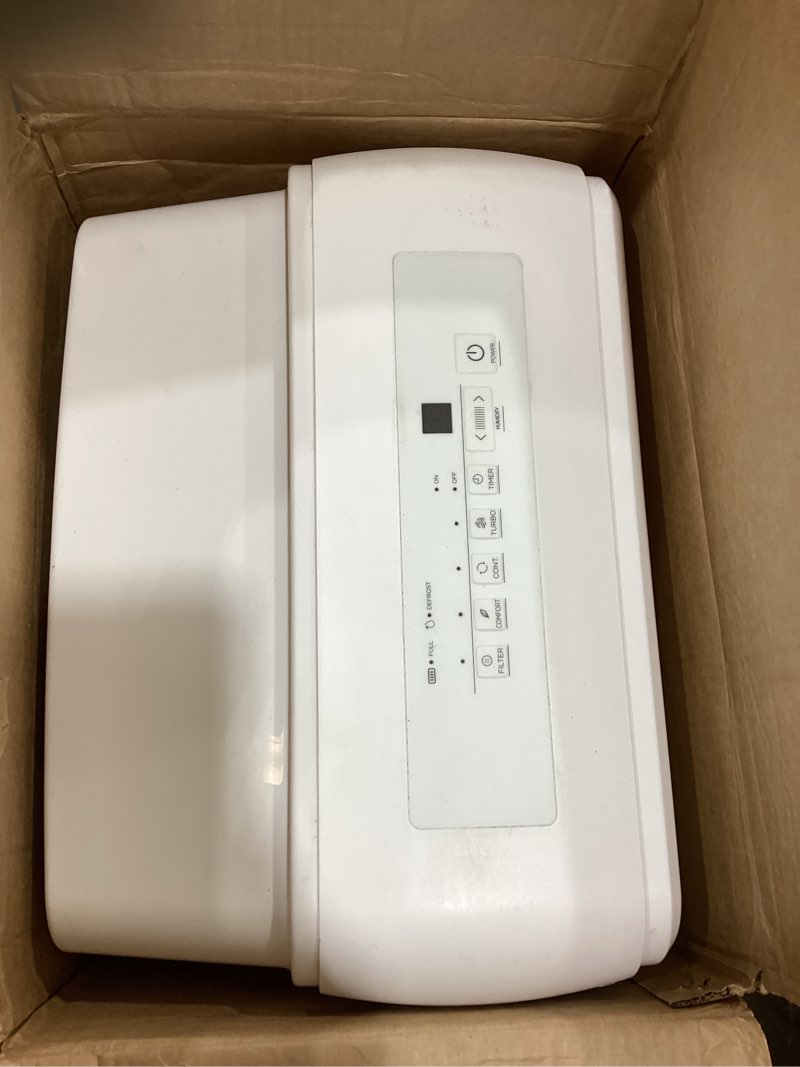 Condition photo showing As Is for waykar 150 pint energy star dehumidifier for large rooms up to 7,000 sq. ft. for home, basement, commercial, industrial, with drain hose & tank, auto defrost, ultra quiet, smart auto comfort mode 150 pints 7000 sq. ft.