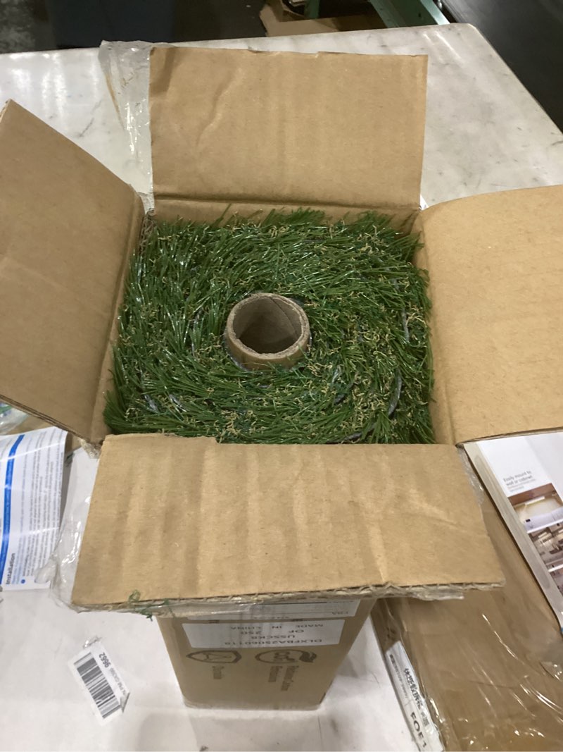 Condition photo showing Good Condition for artificial grass turf rug 1.6x5 ft - realistic fake grass outdoor carpet with drainage, 1.2” high synthetic lawn mat for patio, balcony, garden, pet-friendly indoor/outdoor use 1.6 x 5 ft