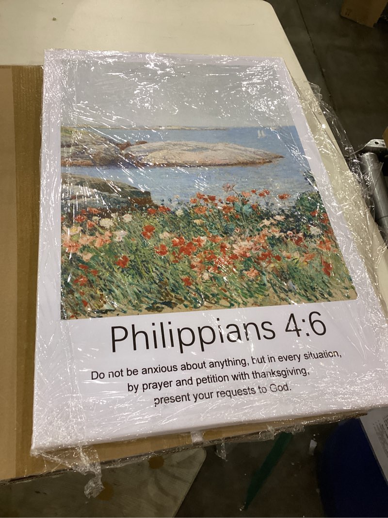 KISSFOX Bible Verse Coastal Canvas Wall Art For Bedroom Dorm Philippians 4:6 Christian Framed Wall A