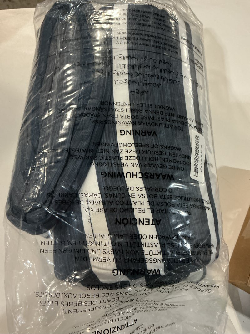 Condition photo showing New/Like New for bedsure queen comforter set 7 pieces, blue striped bedding set for all seasons, reversible, cationic dyeing bed in a bag with comforter, sheets, pillowcases & shams 05 - navy queen