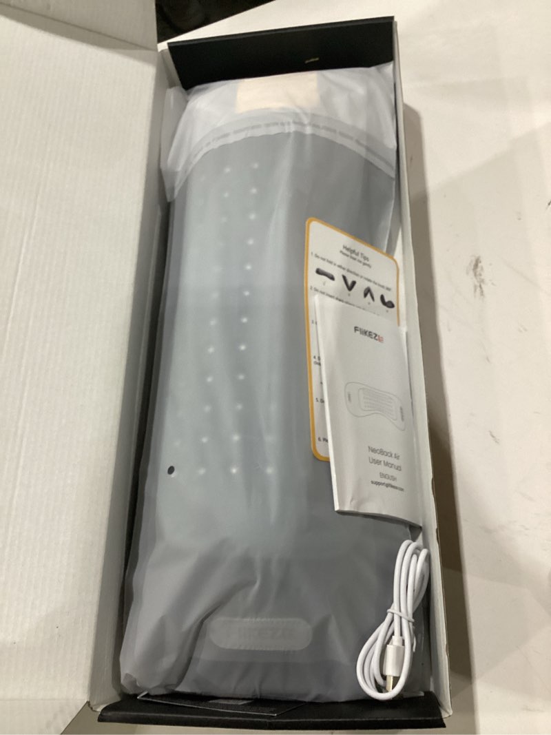 Condition photo showing New/Like New for 4-in-1 lumbar support pillow cordless rechargeable 5000mah with red light therapy, electric lower back massager w/vibration, airbag traction & heating for pain relief deep tissue, black, not tested