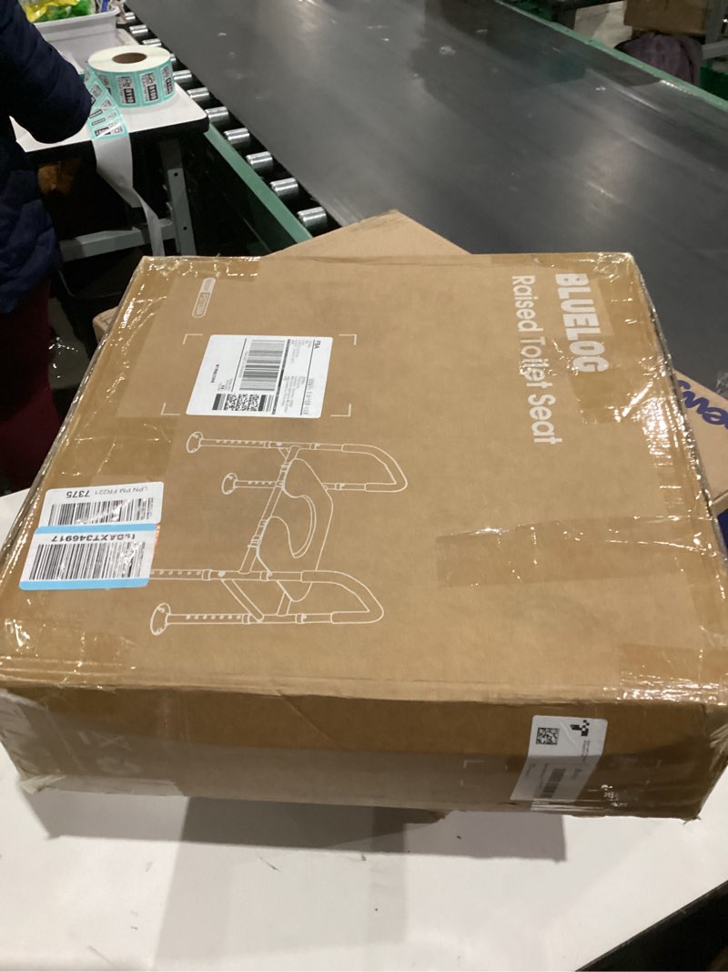 Condition photo showing As Is for Raised Toilet Seat with Handles, Width & Height Adjustable Toilet Seat Risers for Seniors, Heavy Duty 400lbs Elevated Toilet Seat for Elderly, Pregnant, Handicap, Fit Any Toilet White