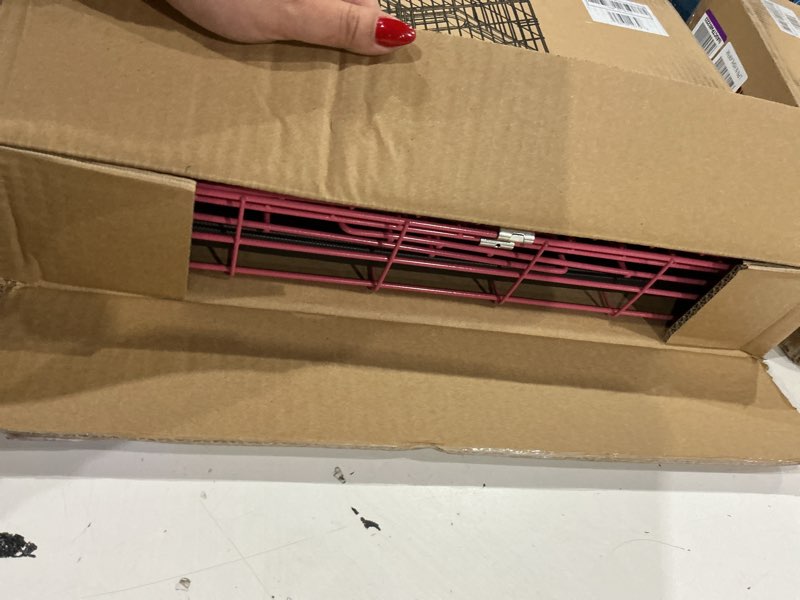 Condition photo showing Good Condition for fdw dog crate for small dogs 18 inch folding metal wire pet cage single door w/divider panel indoor outdoor kennel leak-proof plastic tray,pink pink 18 inch single door