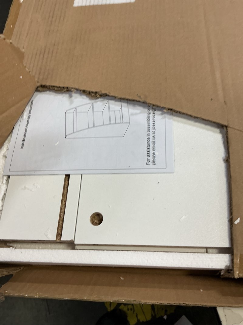 Condition photo showing New/Like New for Kids Bookshelf and Toy Organizer,4 Tier Kids Book Shelf for Kids Rooms,Wood Children Bookcase,Baby Storage Book Rack,Toddler Bookshelf,Toy Storage Organizer,Book Display Shelf for Playroom, Nursery White Medium