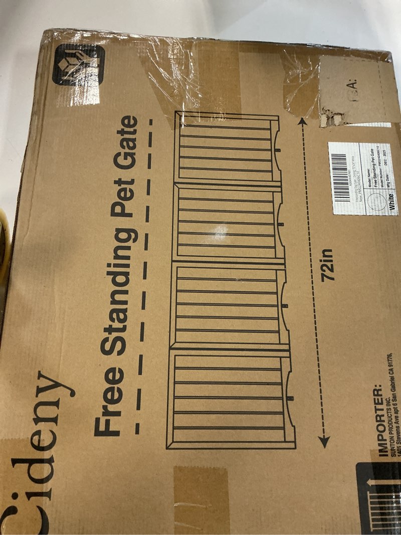 Condition photo showing New/Like New for free standing dog gate indoor, foldable dog gate for doorways stairs hallways,4-panel freestanding pet gate with support feet for stability, folding puppy gate easy to move, doggy gate 72"x24" white 4-panel, 24"tall