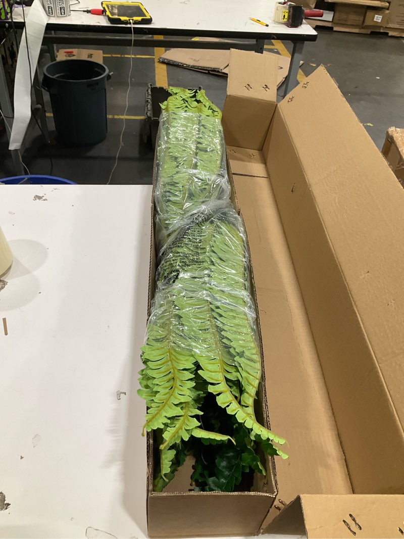 Condition photo showing Good Condition for dkaltm artificial boston fern bush- set of 2 large artificial ferns for outdoors, 45inch large faux ferns, suitable for office & living room decor, 55branches for each bouquet 2 pcs 45"- 55 leaves