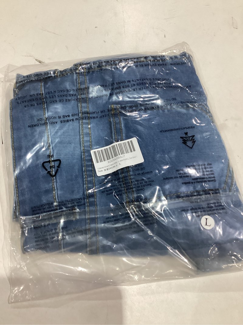 Condition photo showing New/Like New for Women's Casual Stretchy Denim Shorts High Waisted Folded Hem Jeans Shorts