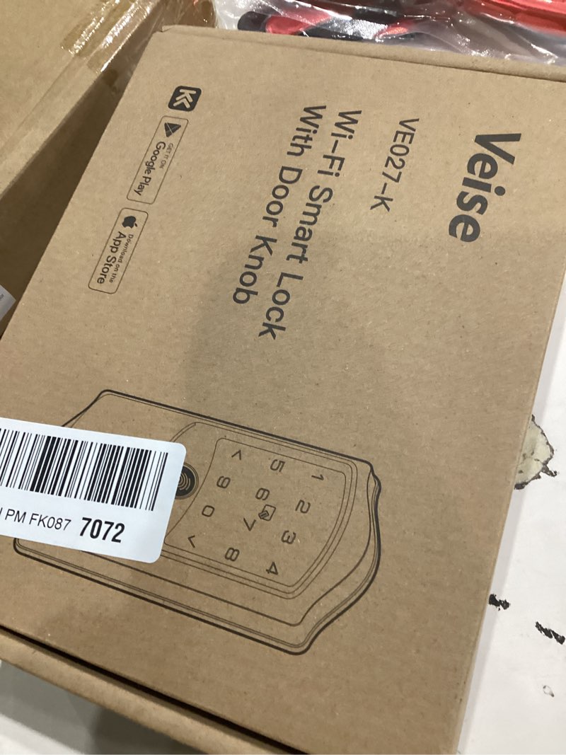 Condition photo showing Good Condition for Veise VE027-K Built-in WiFi Smart Lock with 2 Knob, Fingerprint Keyless Entry Door Lock Handle Set for Front Door, App Remote Control, Electronic Digital Keypad Deadbolt, IP65 Waterproof, Matte Black
