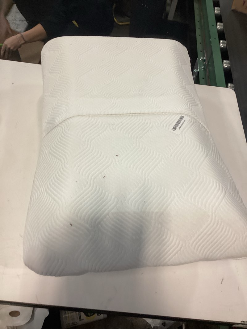 Condition photo showing As Is for 7'' High Loft Pillow for Side Sleepers - Firm Memory Foam Pillow for Broad Shoulders & Large Frames, Tall Thick Pilllow for Neck and Shoulder Alignment, Relief for Heavy Sleepers High Loft Pillow- 7"