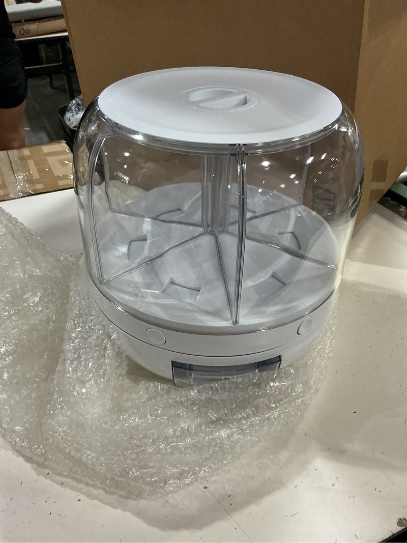 Condition photo showing Good Condition for rotating grain storage bin 6 grids rice container one-click output large capacity food dispenser for rice grains sealed moisture proof organizer (large)