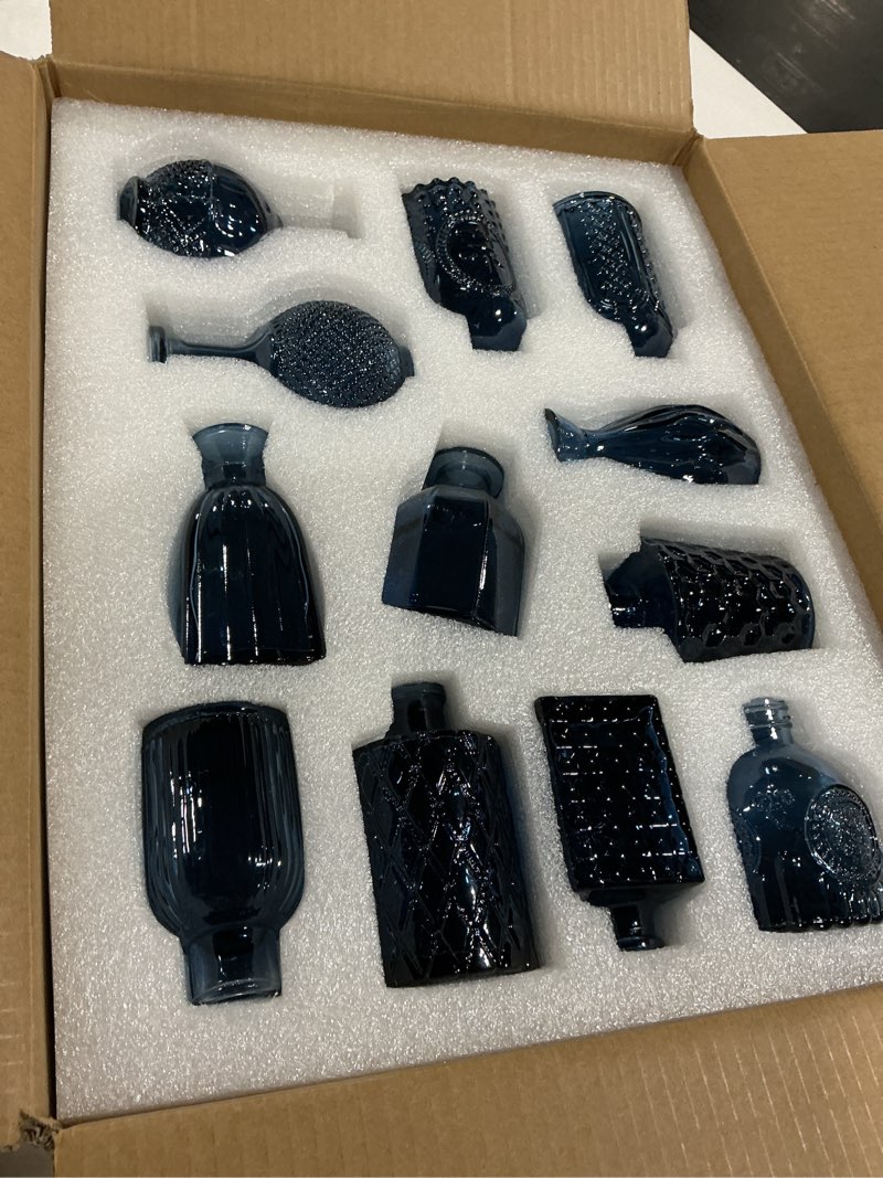 Condition photo showing Good Condition for 24pcs mini bud vases as wedding centerpieces for tables,clear bud vases for flowers,small flower vases suitable for birthday party,anniversary,wedding reception,baby shower (blue, 24pcs) blue 24pcs