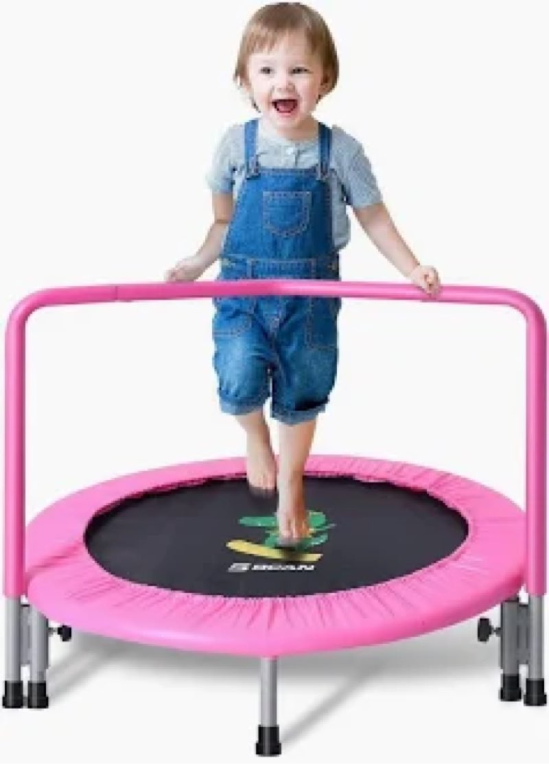 BCAN 36'' Toddler Trampoline, ASTM Certified-Foldable Mini Trampolines for Kids Ages 1-6, Adjustable,color purple 