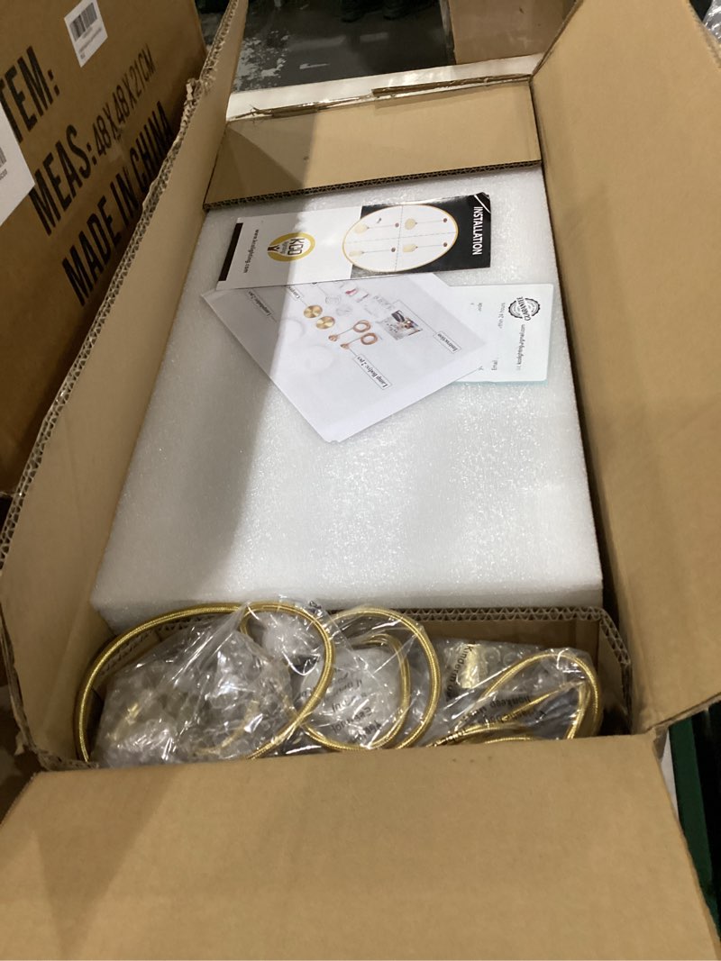 Condition photo showing New/Like New for kco lighting white ribbed glass ceiling light modern antique brass pendant light gold globe pendant light fixture mid century kitchen island pendant lighting (2 pack) gold-a