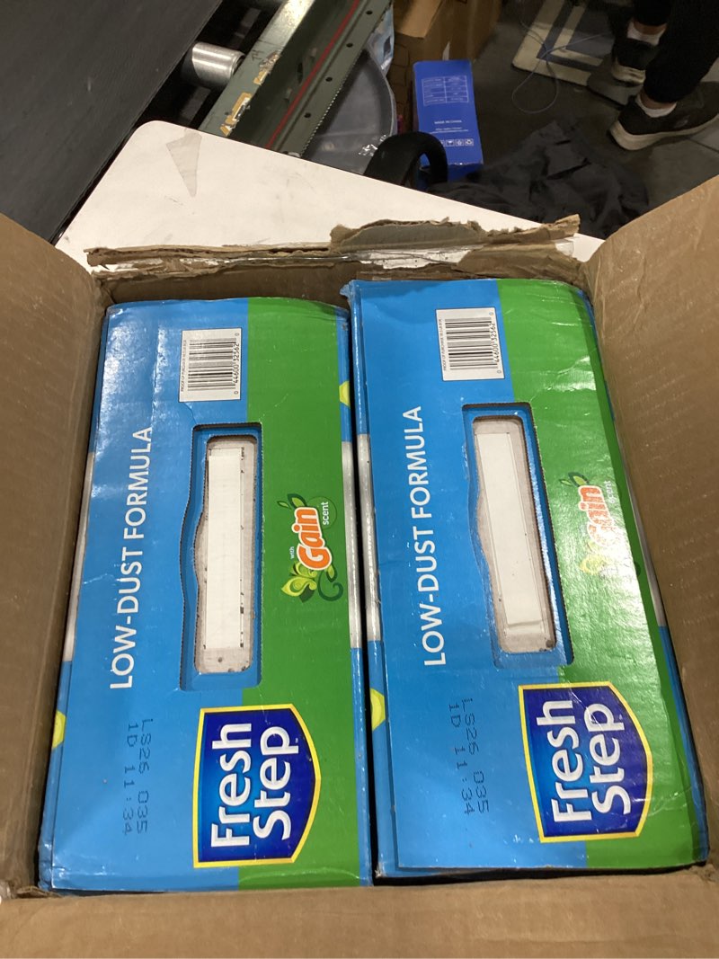 Condition photo showing As Is for Fresh Step Advanced Clumping Litter with Febreze Freshness with Gain Scent, Fights Odor on Contact, 37 lbs. (2 x 18.5 lb. Box) (Package May Vary)