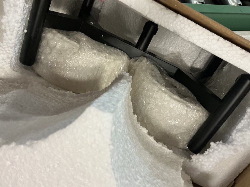 Condition photo showing New/Like New for raised ceramic dog bowl set - elevated double dishes with stainless steel stand - food and water bowls for small to medium dogs - each holds 3.5 cups (29.57 fl oz) - white white 2 bowls - 3.5 cups each