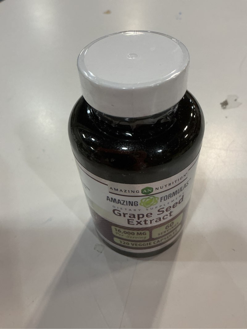 Condition photo showing Good Condition for (exp 08/27) amazing formulas grapeseed extract 16000mg per serving veggie capsules supplement | 20:1 extract | non-gmo | gluten free | made in usa (120 count)