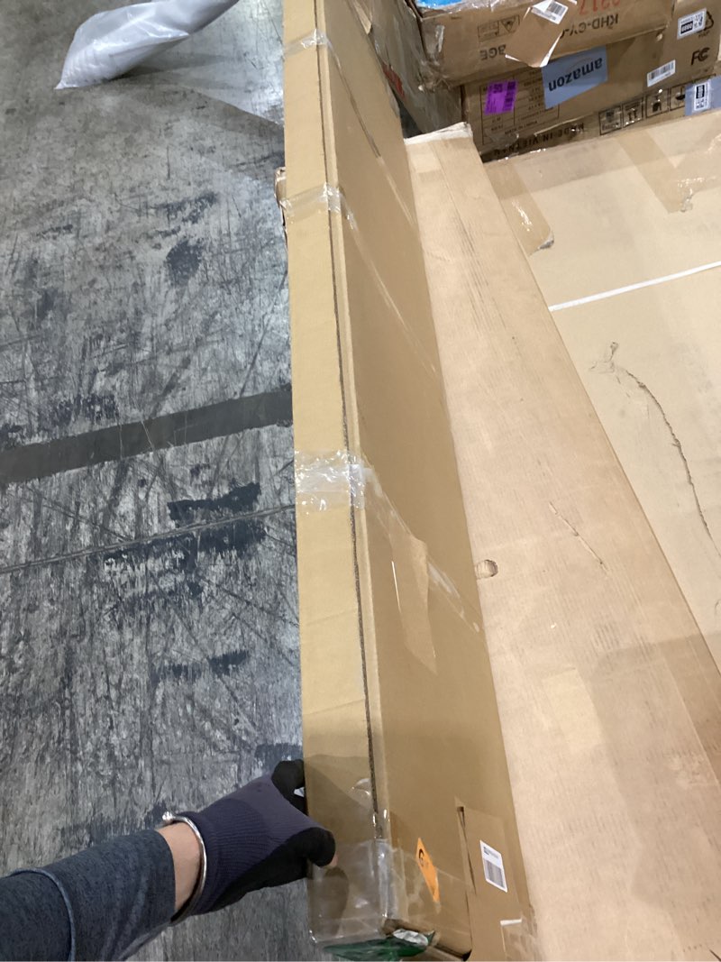 Condition photo showing As Is for 3 Panel Room Divider and Folding Panel Screen,Bamboo Panel Divider Screen for Room Separation,Beige,67" H x 46" W Beige 3 Panel