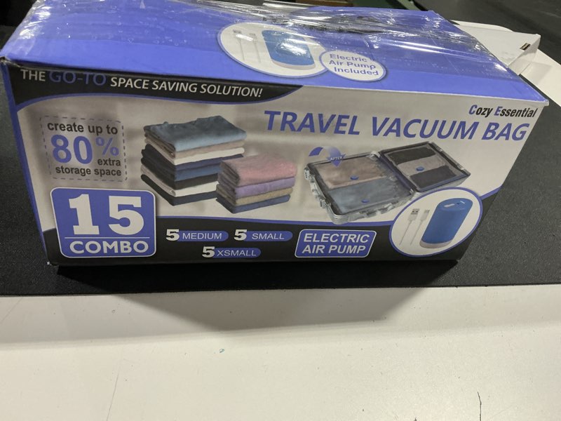 Condition photo showing Good Condition for Cozy Essential 15 Pack Travel Vacuum Storage Bags with Rechargeable Wireless Electric Pump for Lugga